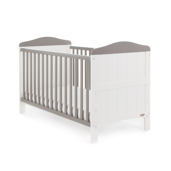 Obaby Whitby Cot Bed-White with Taupe Grey