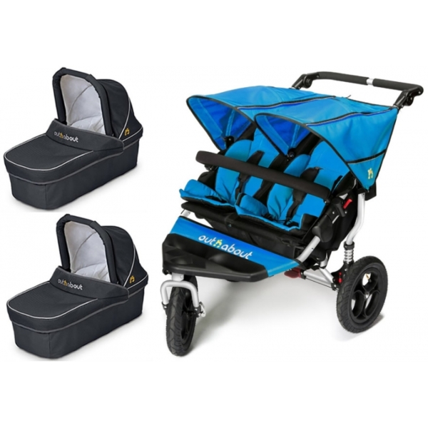 Out n About Nipper Double 360 V4 Pram System-Lagoon Blue (2 Carr