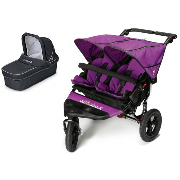 Out n About Nipper Double 360 V4 Pram System-Purple Punch (1 Car