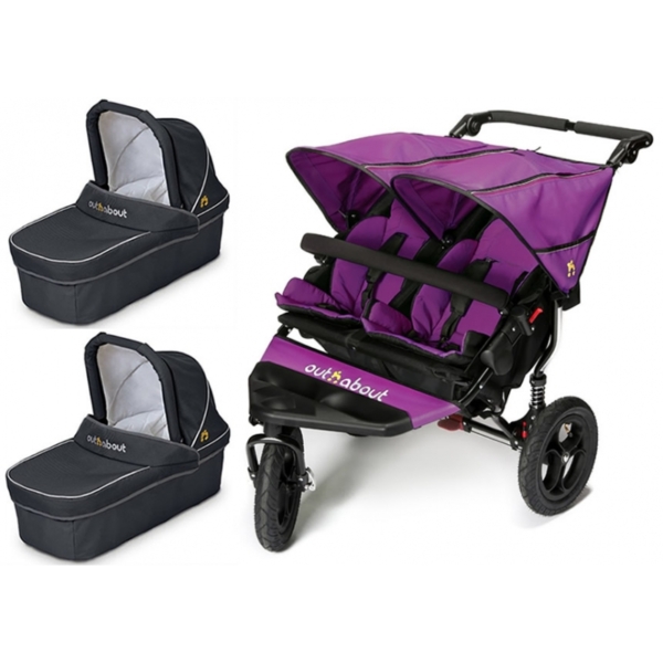 Out n About Nipper Double 360 V4 Pram System-Purple Punch (2 Car