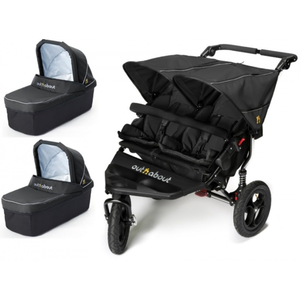 Out n About Nipper Double 360 V4 Pram System-Raven Black (2 Carr