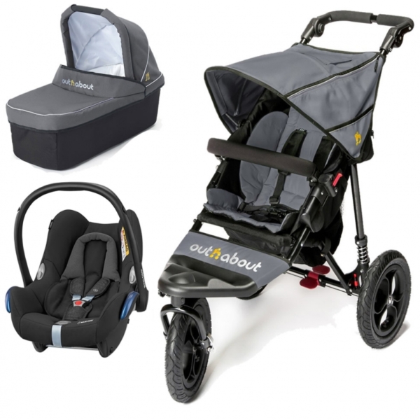 Out n About Nipper Single 360 V4 3in1 Travel System-Steel Grey