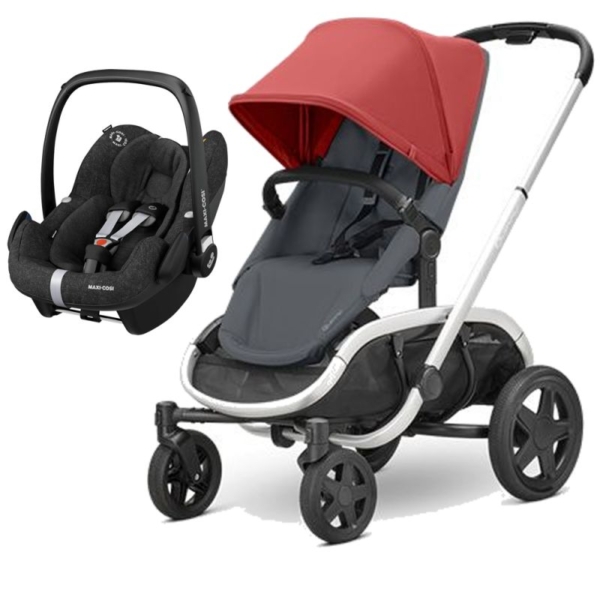 Quinny Hubb Silver Frame XXL 2in1 Pebble Pro Travel System-Red/G
