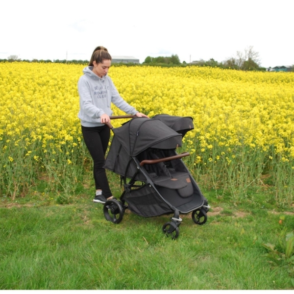 Roma Gemini Double Pram-Black