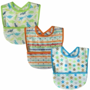 SillyBillyz Wipe Clean Pocket Bib 3PK-Boy