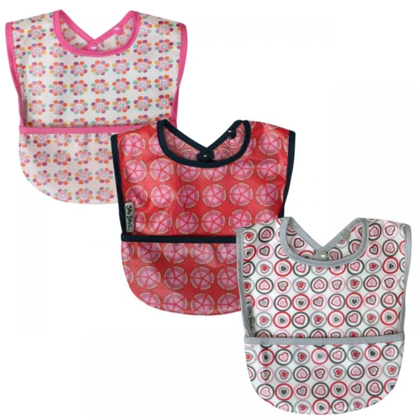 SillyBillyz Wipe Clean Pocket Bib 3PK-Girl