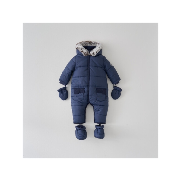 Silver Cross Boys Classic Quilt Pramsuit- Navy 18-24 Months