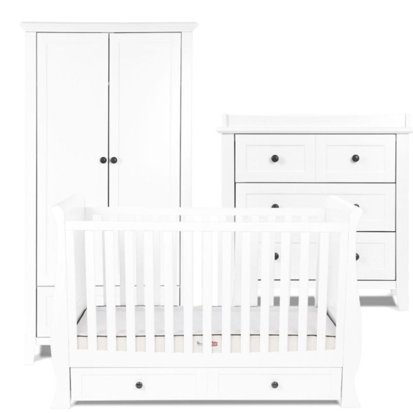 Silver Cross Nostalgia Sleigh 3 Piece Room Set-Pure White