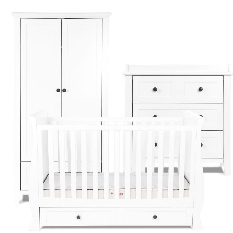 Silver Cross Nostalgia Sleigh 3 Piece Room Set-Pure White