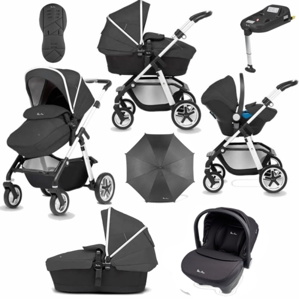 Silver Cross Pioneer 11 Piece Bundle-Onyx + FREE Parvel Sensor!