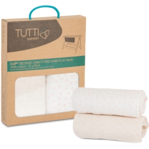 Tutti Bambini CoZee Bedside Crib Fitted Sheets 2 Pack-Pink/Rose