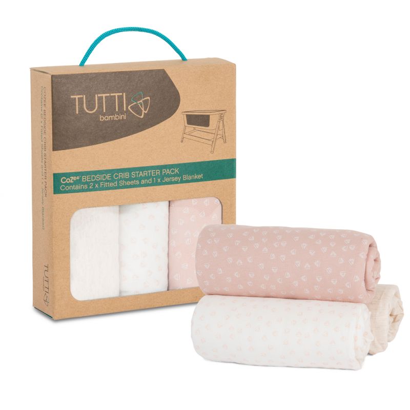 Tutti Bambini CoZee Bedside Crib Starter Set-Pink/Rose