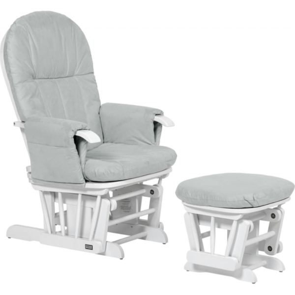 Tutti Bambini GC35 Recliner Glider Chair & Stool-White With Grey