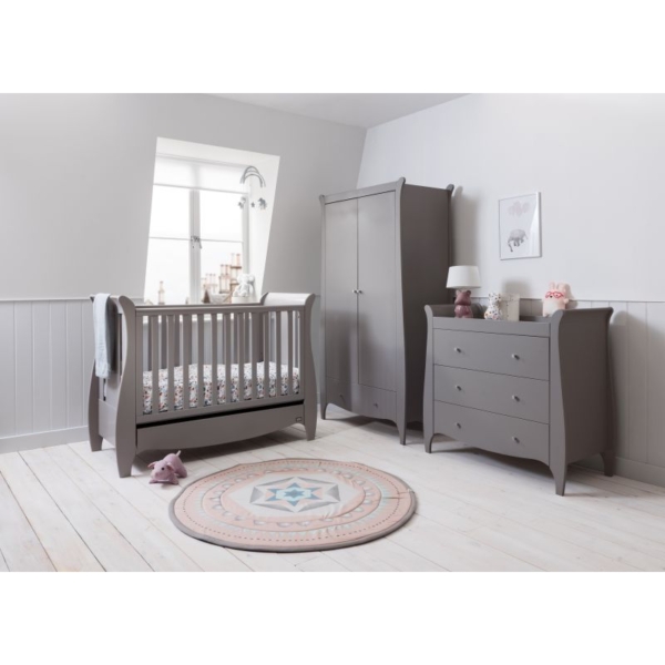 Tutti Bambini Roma Mini Sleigh 3 Piece Room Set-Truffle Grey