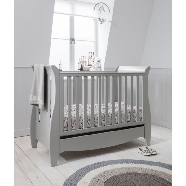 Tutti Bambini Roma Mini Sleigh Cot bed With Under Bed Drawer-Dov