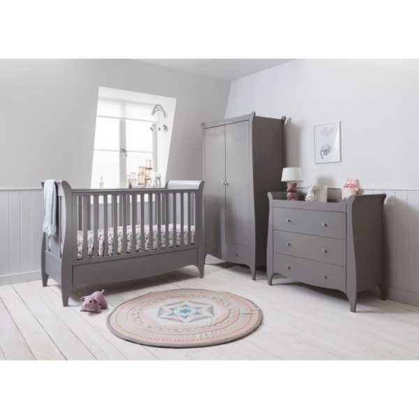 Tutti Bambini Roma Sleigh 3 Piece Room Set-Truffle Grey