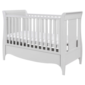 Tutti Bambini Roma Sleigh Cot Bed With Under Bed Drawer-Dove Gre