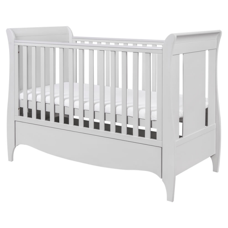 Tutti Bambini Roma Sleigh Cot Bed With Under Bed Drawer-Dove Gre