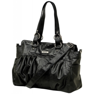 Vanchi Leather Look Zeppelin Carrier Changing Bag-Blackbird