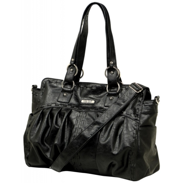 Vanchi Leather Look Zeppelin Carrier Changing Bag-Blackbird