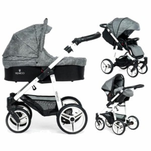 Venicci Soft White Chassis 3in1 Travel System-Denim Grey