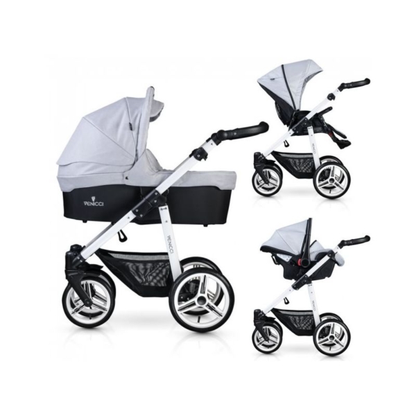 Venicci Soft White Chassis 3in1 Travel System-Light Grey