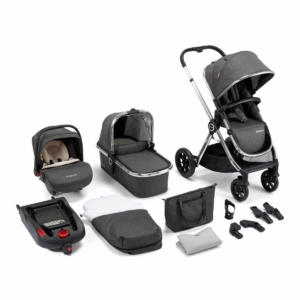 Babymore MeMore 13pc Bundle Travel System–Chrome Slate