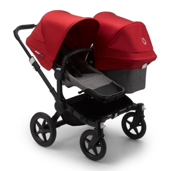 Bugaboo Donkey 3 Duo Pushchair-Black/Grey Melange-Red