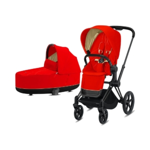 Cybex Priam Black Pushchair with Lux Carry Cot-Autumn Gold/Black