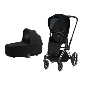 Cybex Priam Chrome Pushchair with Lux Carry Cot-Deep Black/Black