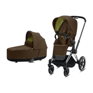 Cybex Priam Chrome Pushchair with Lux Carry Cot-Khaki Green/Blac
