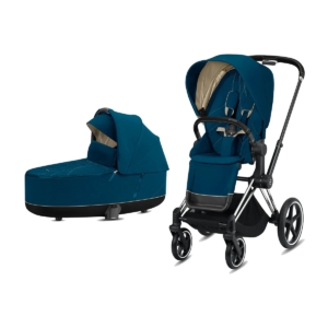 Cybex Priam Chrome Pushchair with Lux Carry Cot-Mountain Blue/Bl