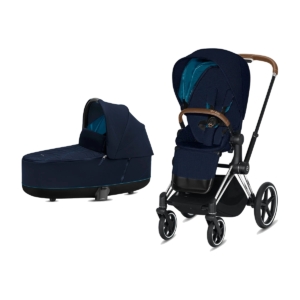 Cybex Priam Chrome Pushchair with Lux Carry Cot-Nautical Blue/Br