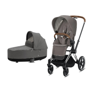 Cybex Priam Chrome Pushchair with Lux Carry Cot-Soho Grey/Brown