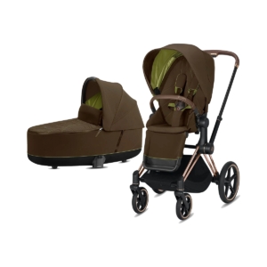 Cybex Priam Rose Gold Pushchair with Lux Carry Cot-Khaki Green/B