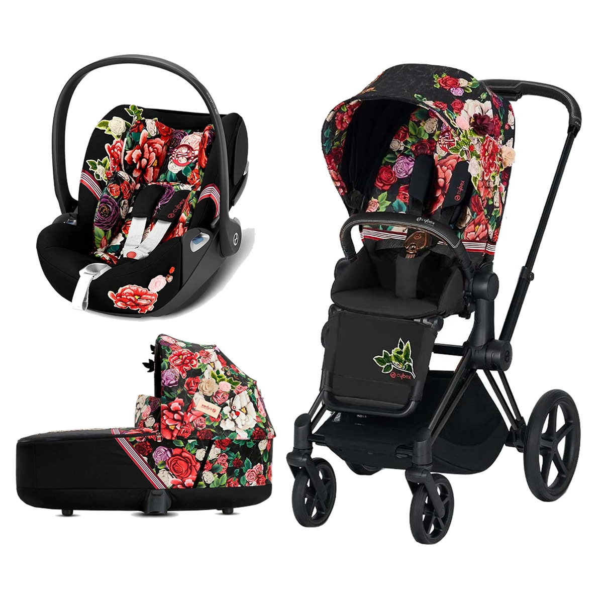 Cybex Priam Spring Blossom Edition Black Chassis Cloud Z 3in1 Tr