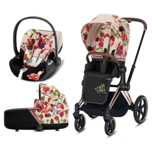 Cybex Priam Spring Blossom Edition Rose Gold Chassis Cloud Z 3in