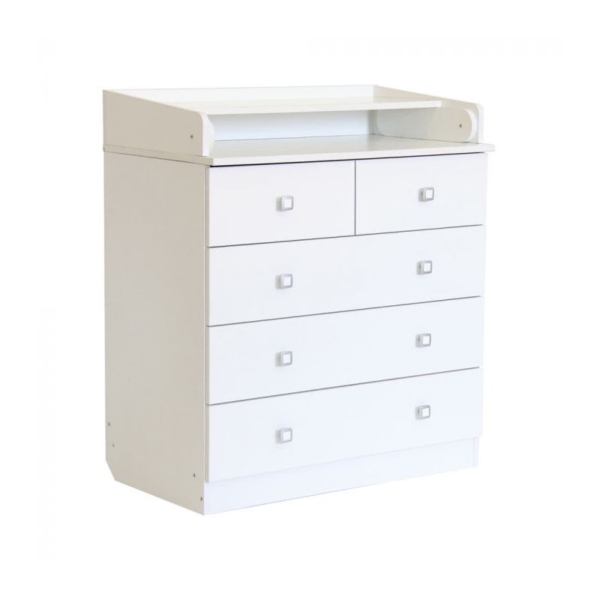 Kidsaw Kudl Kids 5 Drawer Changing Unit with Changing Board-Whit