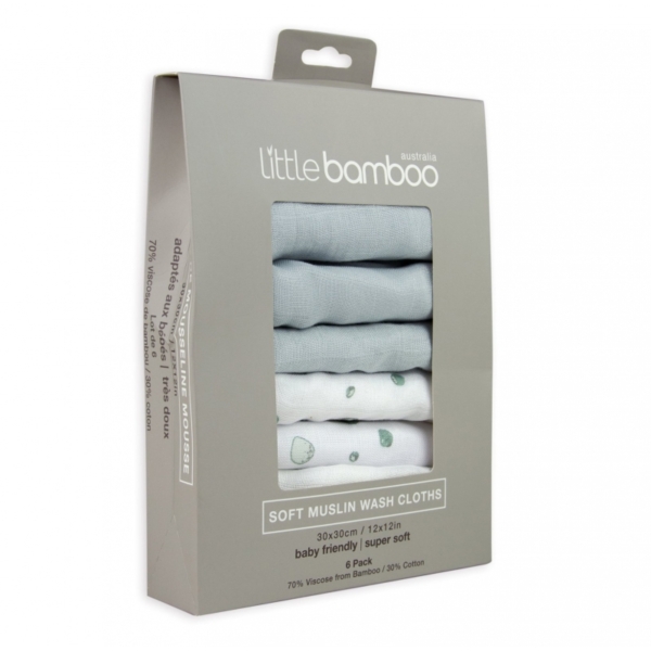 Little Bamboo 6 Pack Muslin Baby Wash Cloths