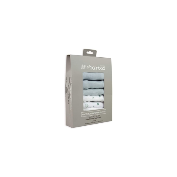 Little Bamboo 6 Pack Muslin Baby Wash Cloths- Whisper (NEW)