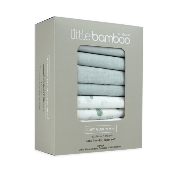Little Bamboo 8 Pack Muslin Squares- Whisper (NEW)