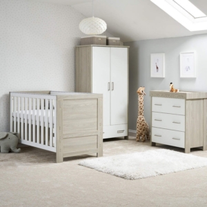 OBaby Nika 3 Piece Room Set-Grey Wash and White