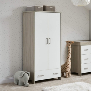 Obaby Nika Double Wardrobe-Grey Wash and White