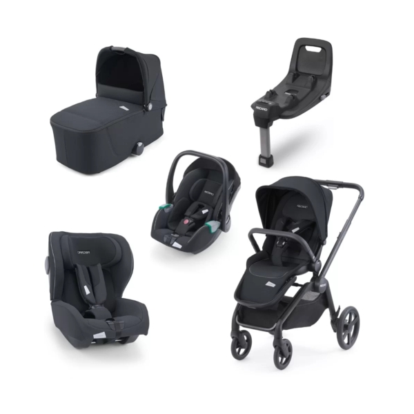 Recaro Celona Stroller 5 Piece Bundle-Mat Black/Black With ISOFI
