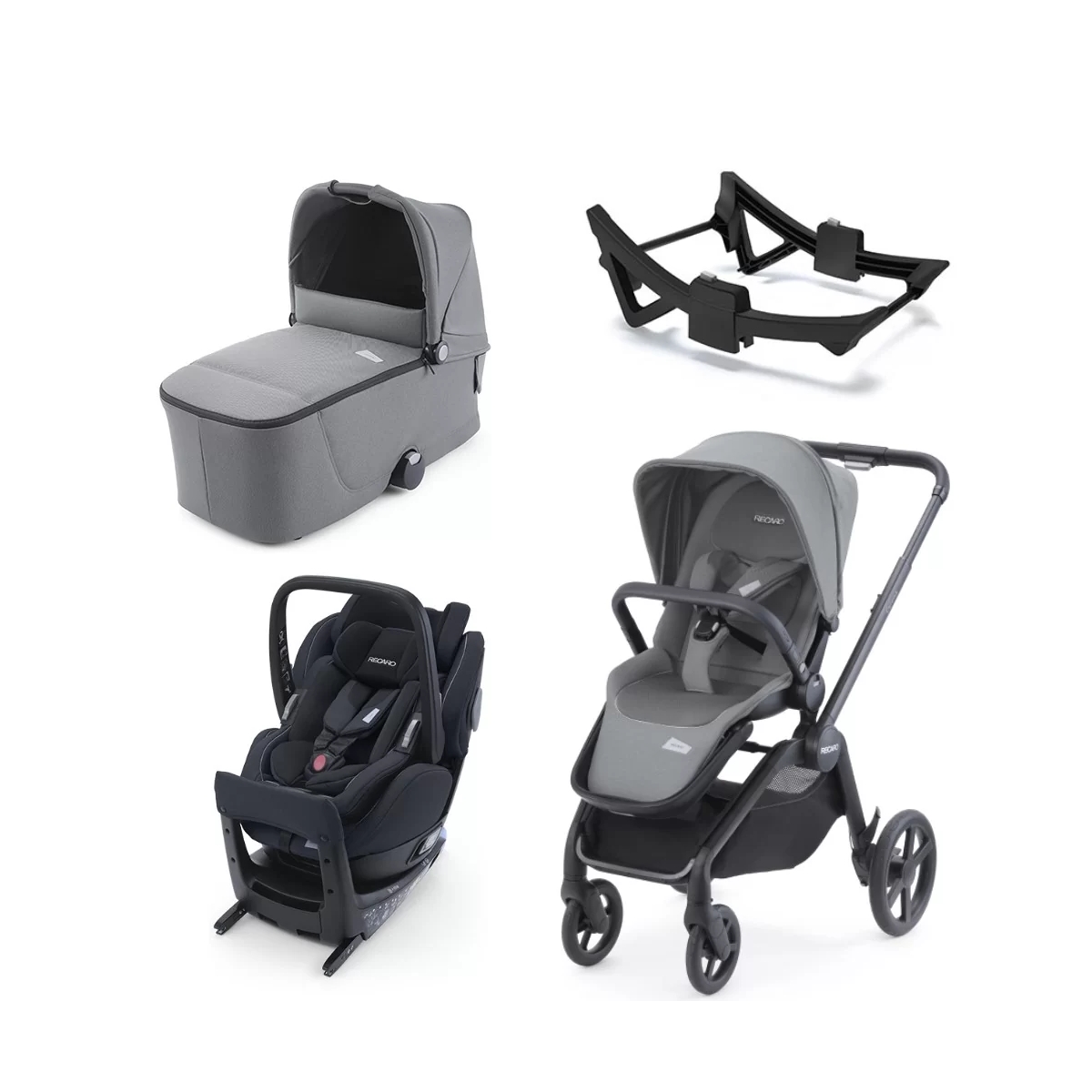 Recaro Sadena Aluminium Grey Frame 3in1 Travel System-Matt Black
