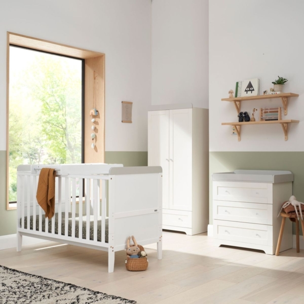 Tutti Bambini Rio 3 Piece Room Set with Cot Top Changer-White &