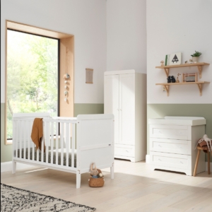 Tutti Bambini Rio 3 Piece Room Set with Cot Top Changer-White +
