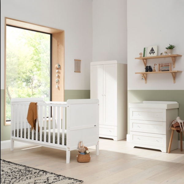 Tutti Bambini Rio 3 Piece Room Set with Cot Top Changer-White +