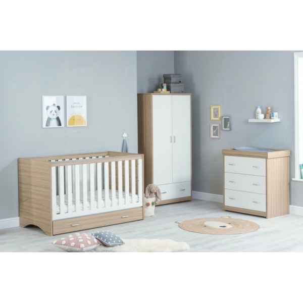 Babymore Veni 3 Piece Furniture Room Set-Oak/White