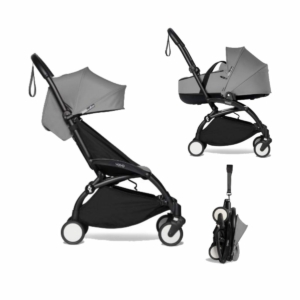 BABYZEN YOYO² Black Frame with Bassinet Complete - Grey